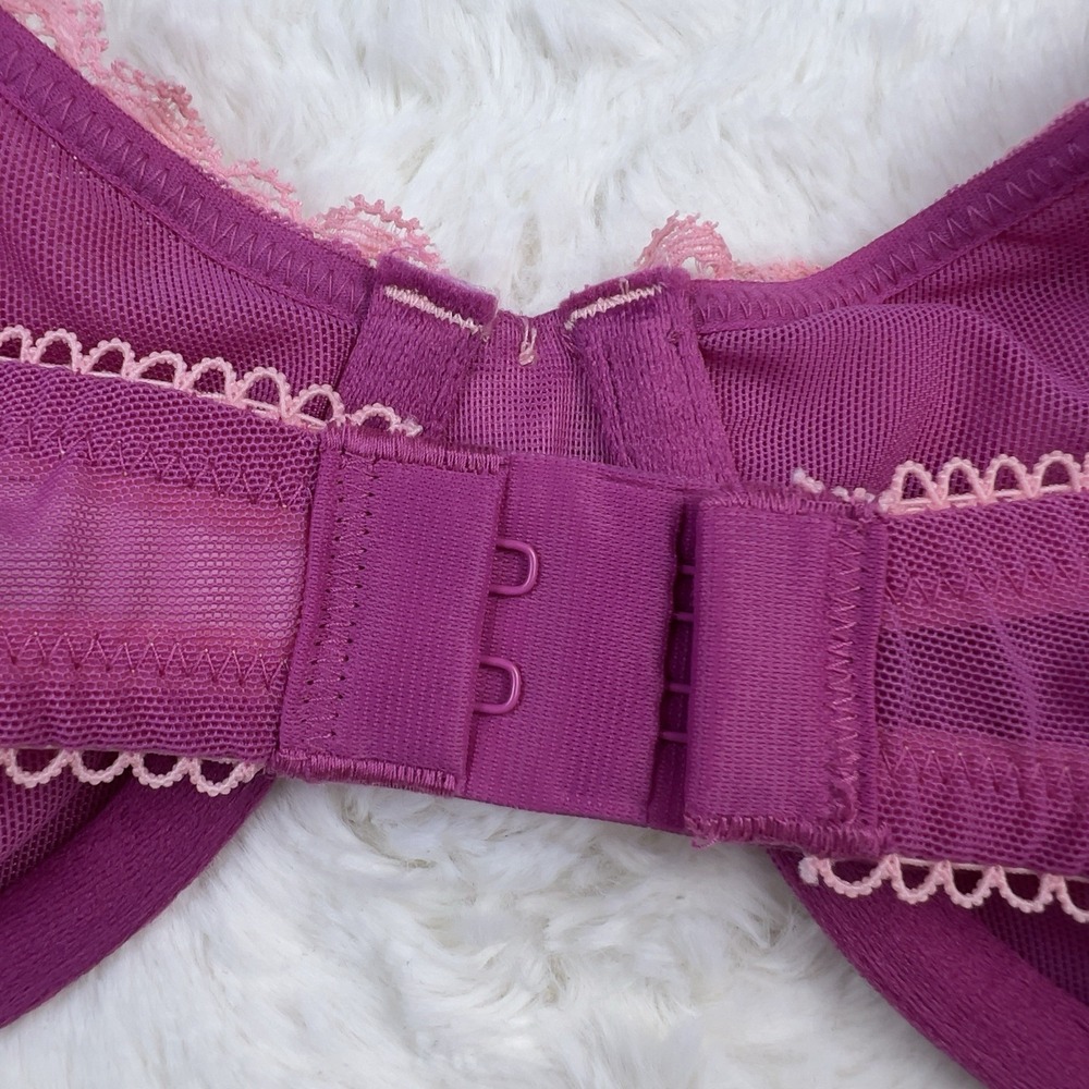 Victoria's Secret Tease Unlined Demi Bra Pink Mesh Sheer‎ Salmon Lace 38C NWT - Picture 6 of 6
